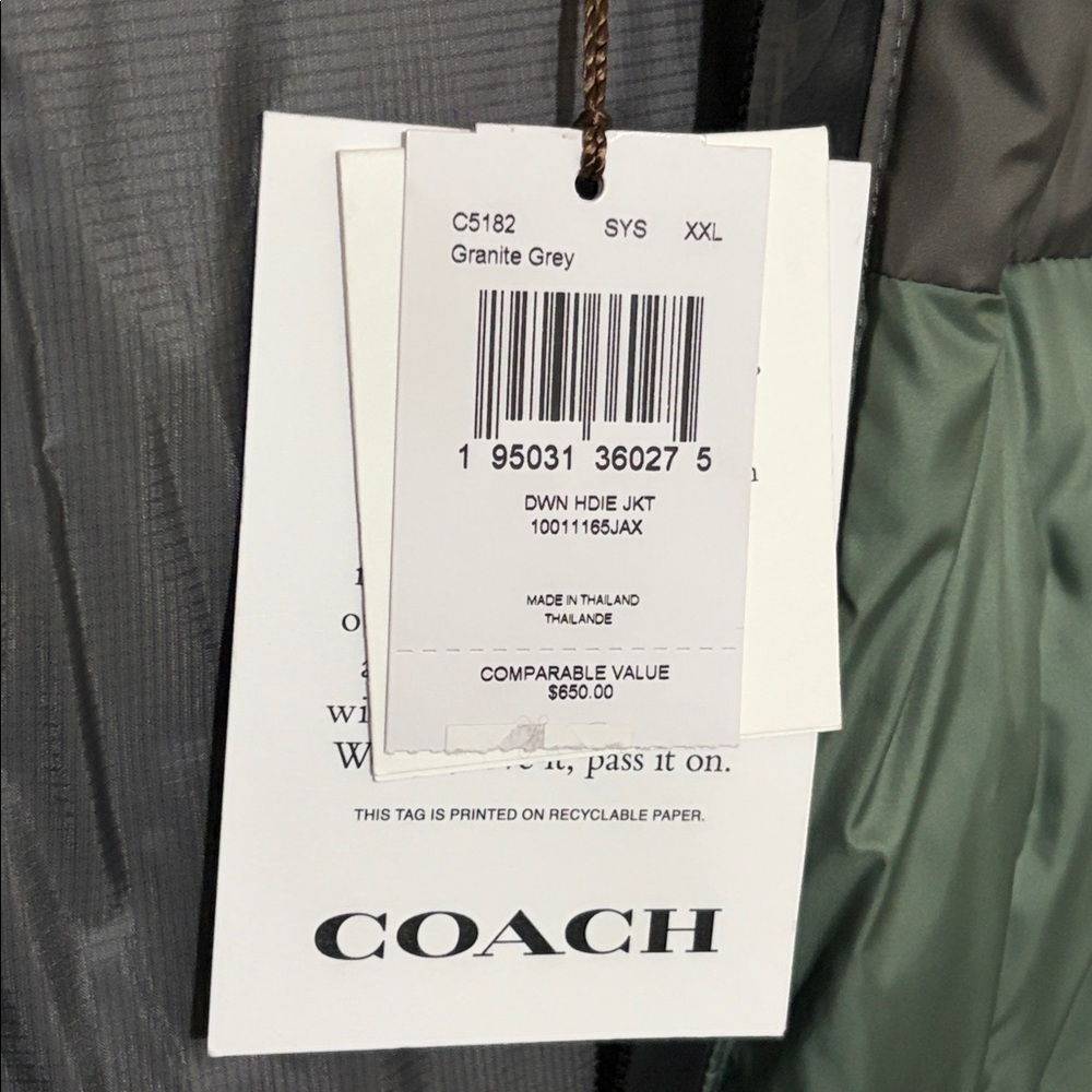 COACH Down Hoodie Jacket - Men’s XXL NWT - Picture 5 of 6